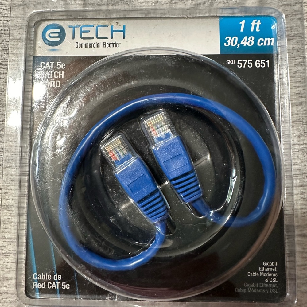 CE Tech Cat 5e Patch Cord 1ft 575651 | Color: Blue | Size: Os